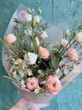 Peach garden rose bouquet