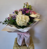 White, pink, purple bouquet