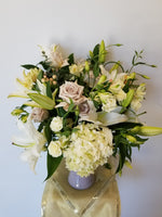 White and Cream Flowers arrangement in Vase