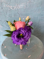 Boutonniere---Pink and Purple