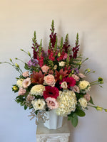 Red and White Flowers Sympathy Arrangement