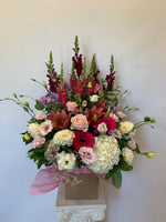 Red and White Flowers Sympathy Arrangement