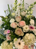 White and Light Pink Flowers Sympathy Arrangement