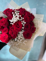 Classic Red Rose & Baby’s Breath Bouquet
