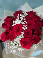 Classic Red Rose & Baby’s Breath Bouquet