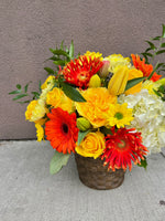 orange and yellow flower arrangement