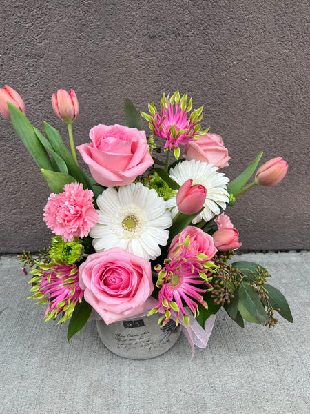 Pink and White Cottage Style Arrangement