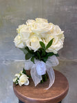 All white rose wedding bouquet