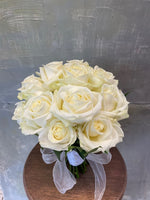 All white rose bouquet