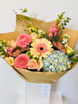 Pastel Pink & Blue mixed flowers in the box