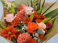 Pink & Dark Orange mixed flowers in the box