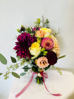 Romantic magenta- Bridal Bouquet & Boutonniere