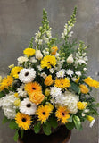 White and Yello Flowers Sympathy Arrangement