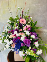 White, Purple and Pink Flowers Sympathy Arrangement