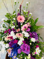 White, Purple and Pink Flowers Sympathy Arrangement