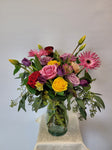 Mixed roses in vase