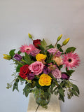 Mixed roses in vase