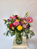 Mixed Color Roses in Vase
