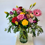 Mixed Color Roses in Vase