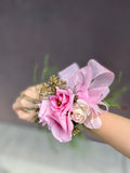 Corsage Bracelet, Wrist Flower - Lisianthus with Ribbon