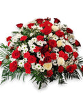 White and Red Flowers Sympathy Arrangement
