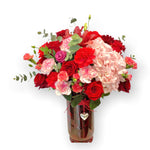 Romantic Pink and Red Glass Arrangement