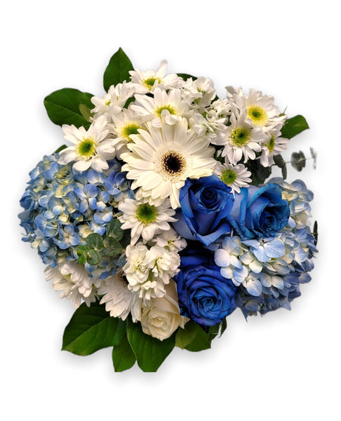 White and Blue flowers bouquet